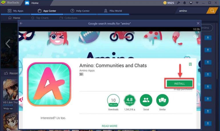 How to install Amino for PC using Bluestacks