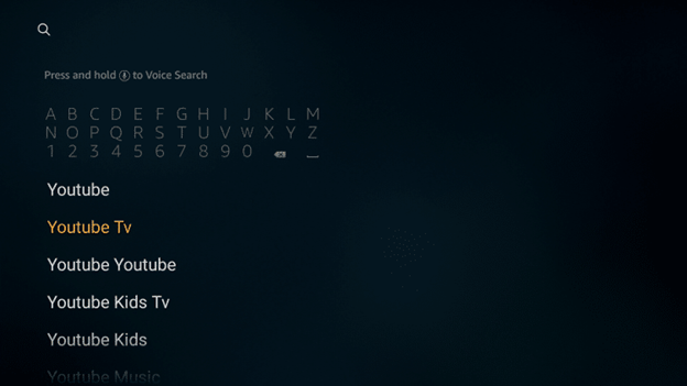 Now, from the onscreen keypad, type Youtube Tv