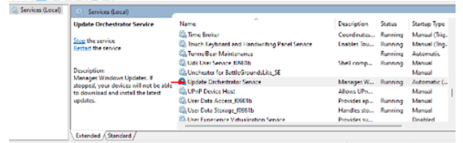 From the several displays, look for Update Orchestrator Service and double click on it.